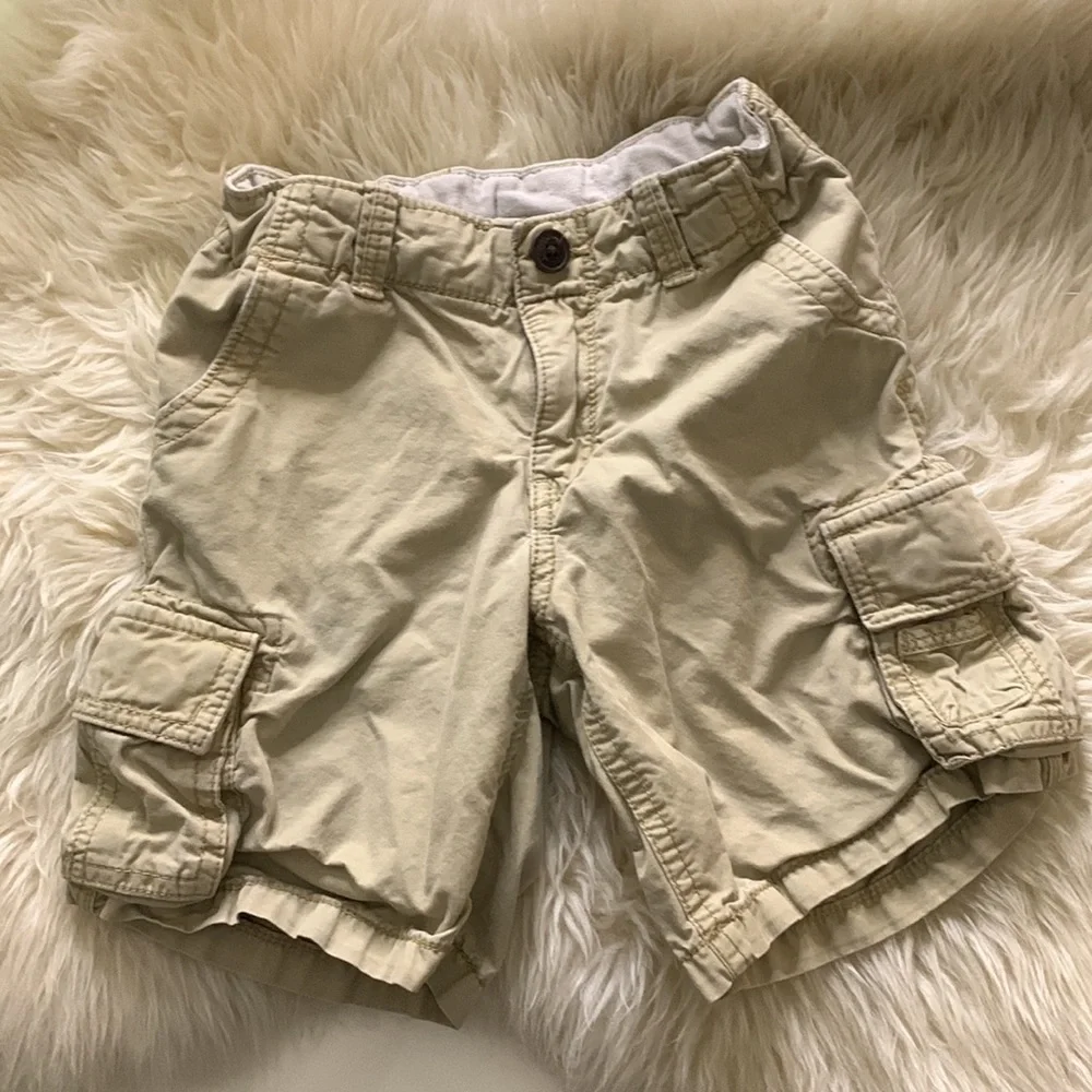 Bundle of two toddler boys casual shorts size 5 kids clothes khaki and blue